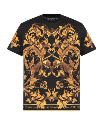 Versace Jeans Baroque-print T-shirt In Black