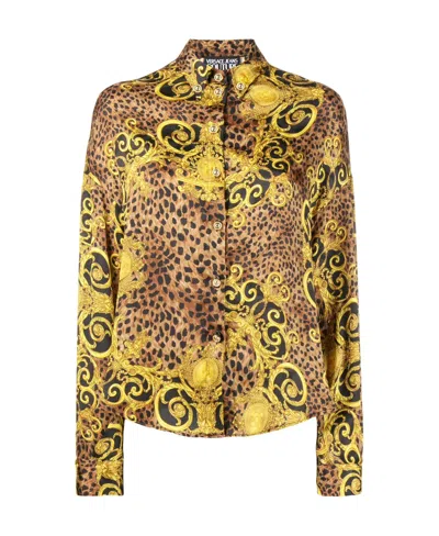 Versace Jeans Baroque Printed Shirt In Yellow