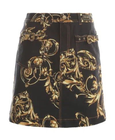 Versace Jeans Baroque Printed Skirt In Black