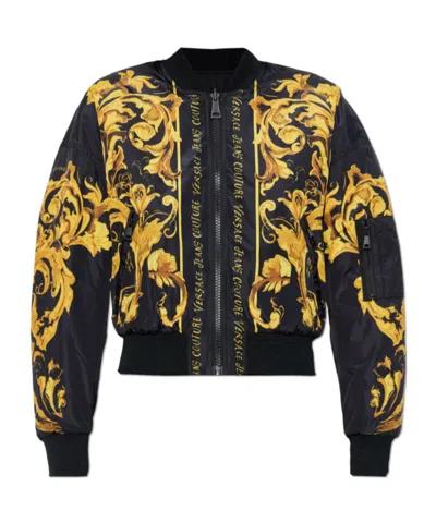 Versace Jeans Baroque-print Bomber Jacket In Black