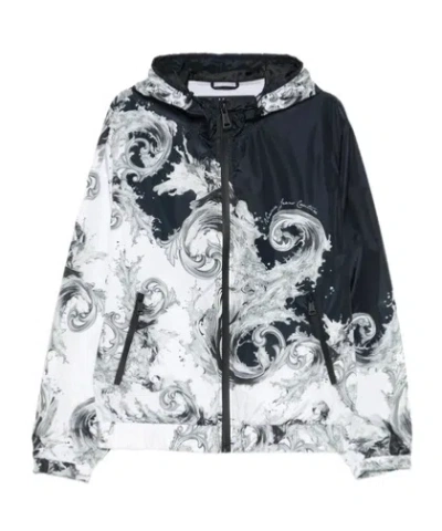Versace Jeans Baroque-print Hooded Jacket In Multi