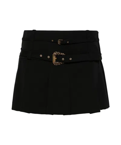 Versace Jeans Belted Pleated Skirt In Black