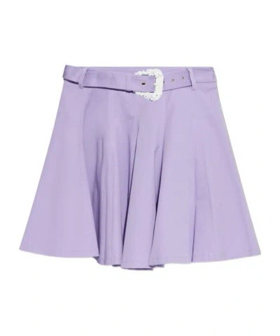 Versace Jeans Belted Pleated Skirt In Purple