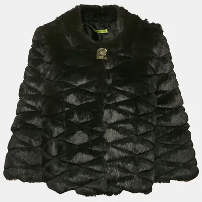 Pre-owned Versace Jeans Black Fur Coat S