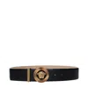 Versace Jeans Black Leather Regular Belt In Black