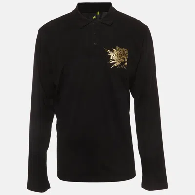 Pre-owned Versace Jeans Black Logo Tiger Graphic Jersey Polo Shirt Xxxl