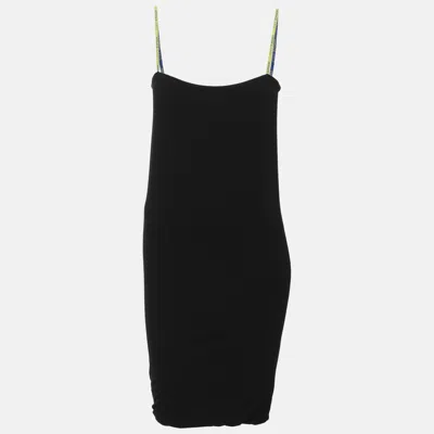 Pre-owned Versace Jeans Black Stretch Jersey Sleeveless Mini Dress