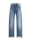Versace Barocco Turn-up Jeans In Blue