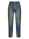 Versace Logo-plaque Cotton Jeans In Blue