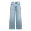 Versace Stonewashed Denim Wide Jeans In Blue