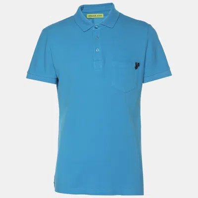 Pre-owned Versace Jeans Blue Knit Logo T-shirt L