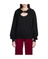 Versace Jeans Buckle-detail Cut-out Hoodie In Black