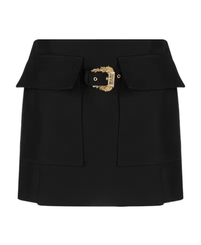 Versace Jeans Buckle-detail Miniskirt In Black
