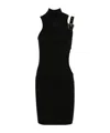 Versace Jeans Buckle-straps Cut-out Minidress In Black