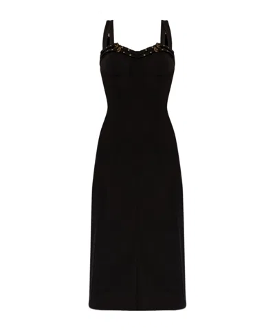 Versace Jeans Buckled-trim Midi Dress In Black