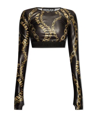 Versace Jeans Chain Couture Crop Top In Black