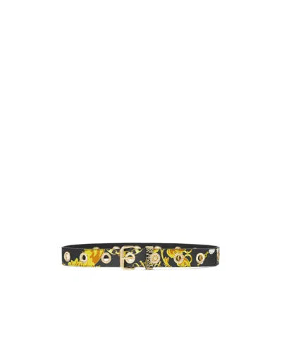 Versace Jeans Chain Couture Logo Belt In Black