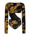 Versace Jeans Chain Couture-print Cut-out Bodysuit In Black