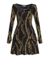 Versace Jeans Chain-link Print Mini Dress In Black