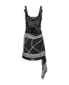 Versace Jeans Chain Link-print Scarf-detail Minidress In Black