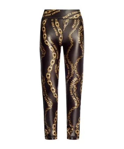 Versace Jeans Chain-print Leggings In Brown