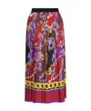 Versace Jeans Chain-print Plissé Midi Skirt In Red