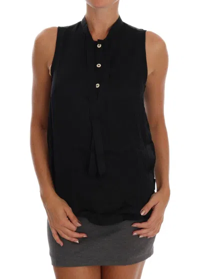 VERSACE JEANS CHIC SLEEVELESS SHIRT WOMEN'S BLOUSE