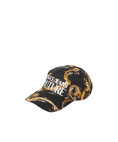 Versace Jeans Chrome Couture-print Baseball Cap In Black