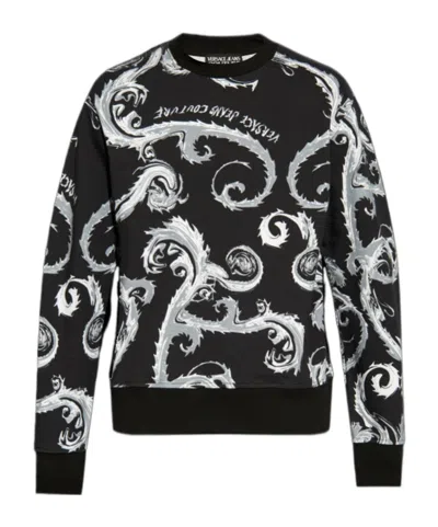 Versace Jeans Chromo Couture Cotton Sweatshirt In Black