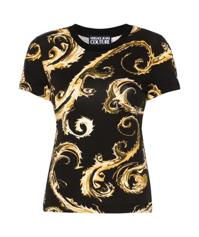 Versace Jeans Chromo Couture Cotton T-shirt In Black