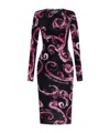 Versace Jeans Chromo Couture-print Midi Dress In Black