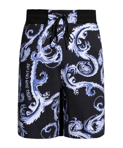 Versace Jeans Chromo Couture-print Shorts In Black