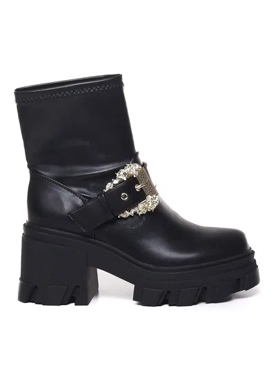 Versace Jeans Chunky Ankle Boots In Negro