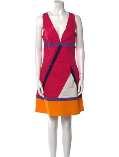 Pre-owned Versace Jeans Colorblock Pattern Mini Dress In Pink