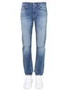 Versace Men Jeans Con Patch Logo In Blue