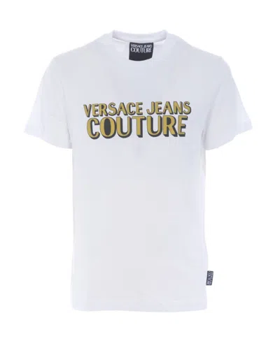 Versace Jeans Cotton Logo Print T-shirt In White