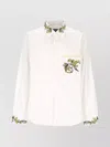 Versace Jeans Cotton Shirt Slim Fit Baroque Pattern In Red
