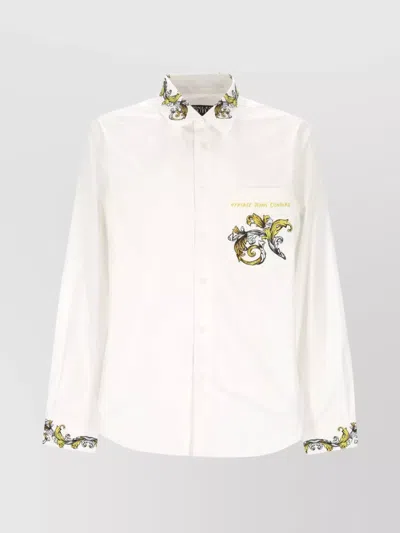 Versace Jeans Cotton Shirt Slim Fit Baroque Pattern In Red