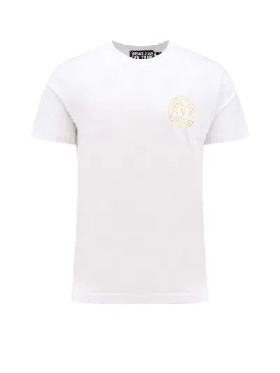 VERSACE JEANS COTTON T-SHIRT WITH LOGO PRINT