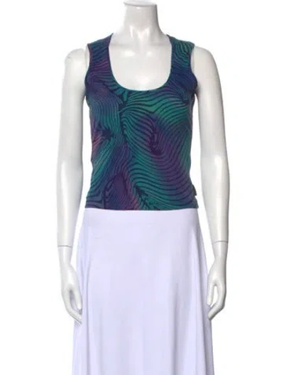 Pre-owned Versace Jeans Couture 2000's Nylon Crop Top In Blue