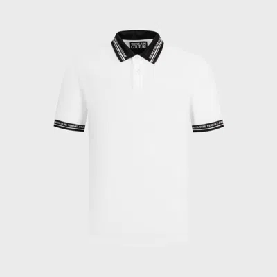 Versace Jeans Couture Logo-embroidered Cotton Polo Shirt In Bianco