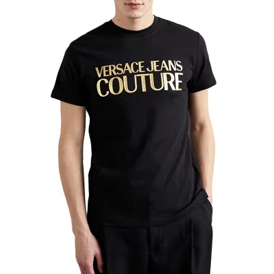 Versace Jeans Couture 范思哲男装 2024春夏新品男士棉质徽标印花短袖t恤衫 E76gaht00 Ecj00t Eg20 In Black
