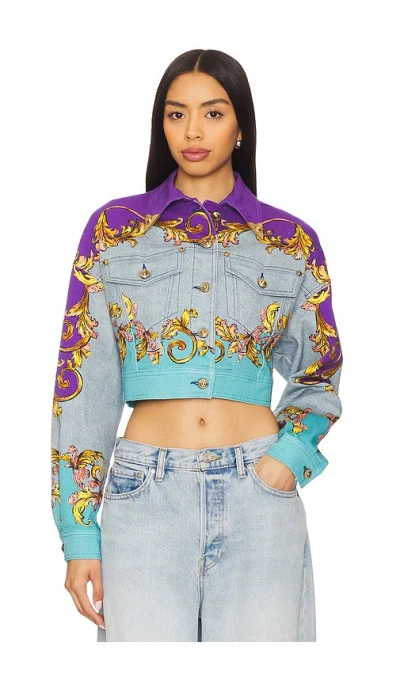 Versace Jeans Couture 5 Pocket Jacket In Blue,purple