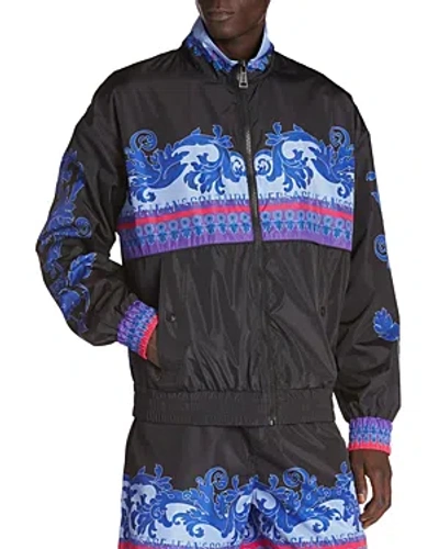 Versace Jeans Couture 50d Placed Animalier Full Zip Jacket In Space