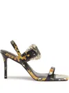Versace Jeans Couture Baroque-print 85mm Square-toe Sandals In Black
