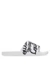Versace Jeans Couture Slide Sandal With Logo In White