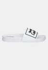 Versace Jeans Couture White Logo Shelly Pool Slides In White