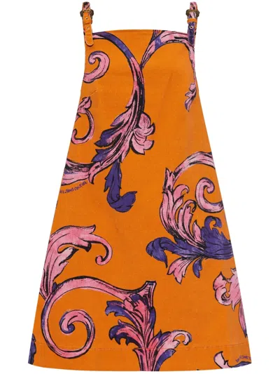 Versace Jeans Couture A-line Midi Dress In Orange