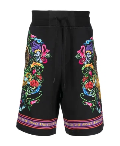 Versace Jeans Couture Abstract-printed Drawstring Track Shorts In Multi