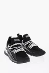 Versace Jeans Couture All-over Logo Low-top Sneakers With Contrastin In Black